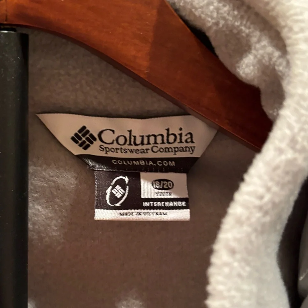 Columbia Boys Size 18/20 Interchange Jacket Blue Gray‎ Fleece Liner Hooded Coat